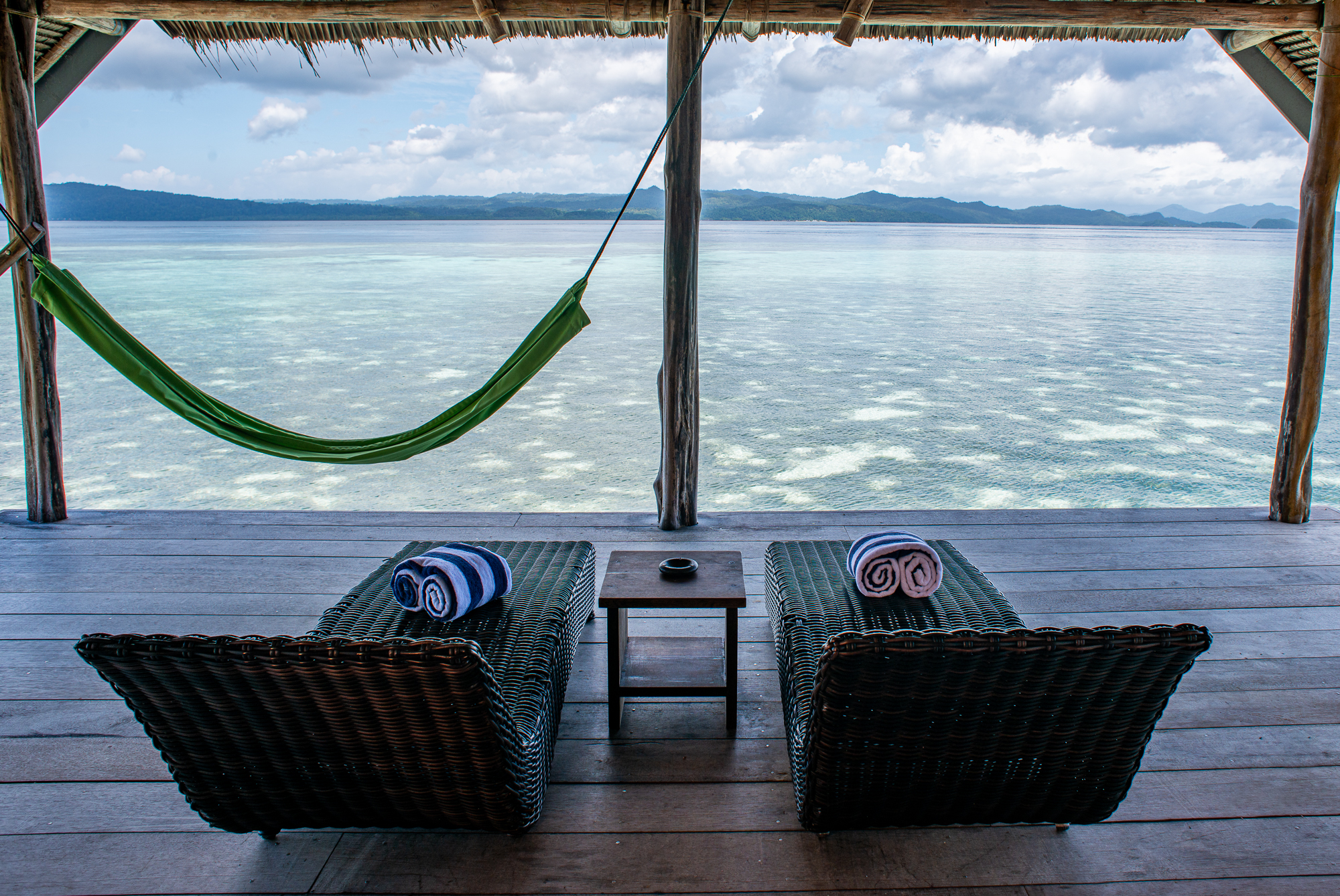 sea view at deluxe water cottage of Kri Eco Resort, Raja Ampat