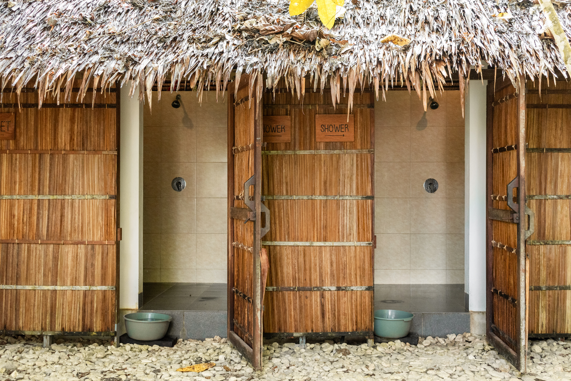 bathroom at superior water cottage, Papua Diving Resots, Raja Ampat
