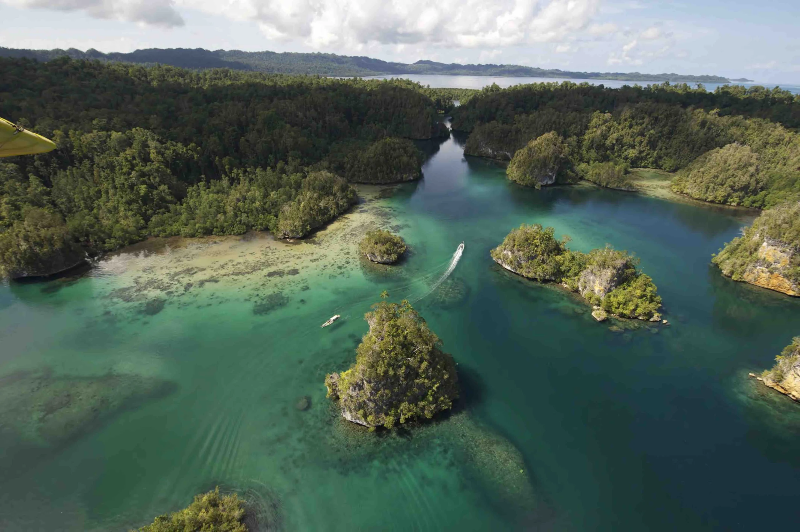 aerial plane shot in Raja Ampat Indonesia by Papua Diving Resorts team
