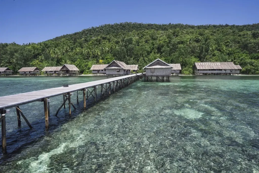 papua diving resorts view from sea